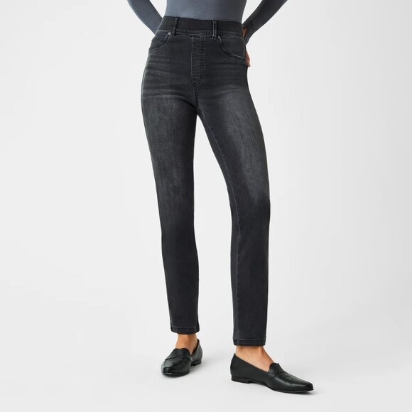 SPANX Straight Leg Jeans Vintage Black Grey Size Small - Picture 1 of 10